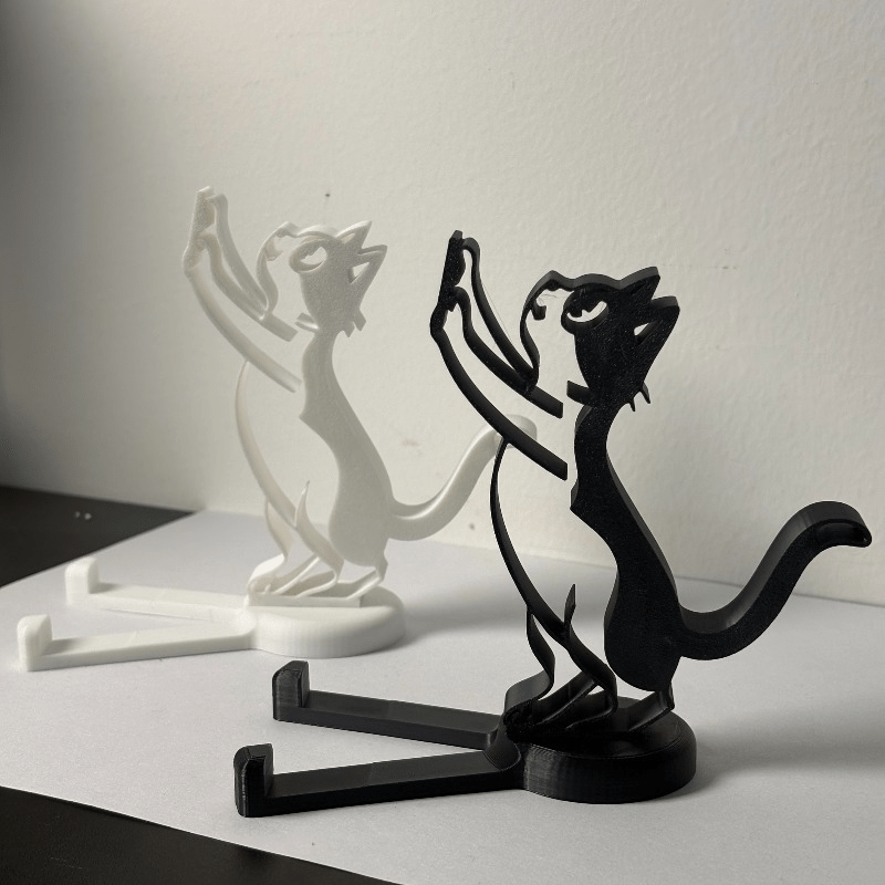 Desk Phone Stand - Abstrakter Hohllinien-Katzen-Handyständer Minimalistischer Kätzchen-förmiger Schreibtisch-Tablet-Halter Niedliche