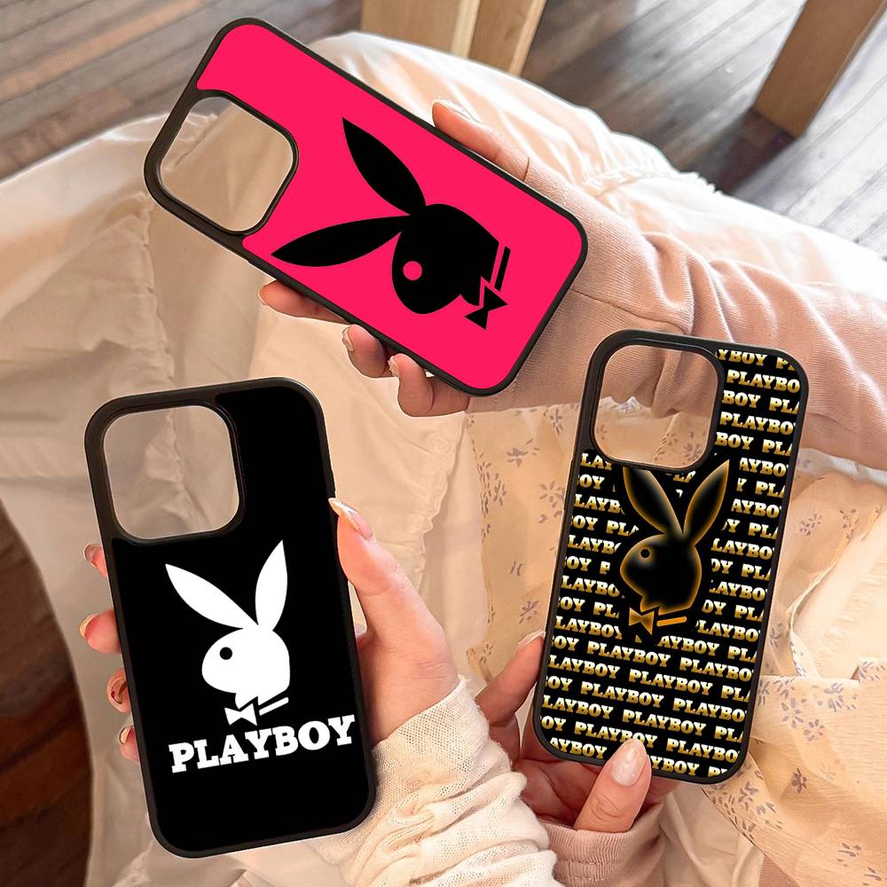 Phone Accessories Logo - P-PlayboyS-S Logo Schwarze Silikon-Hartplastik-Handyhülle für iPhone