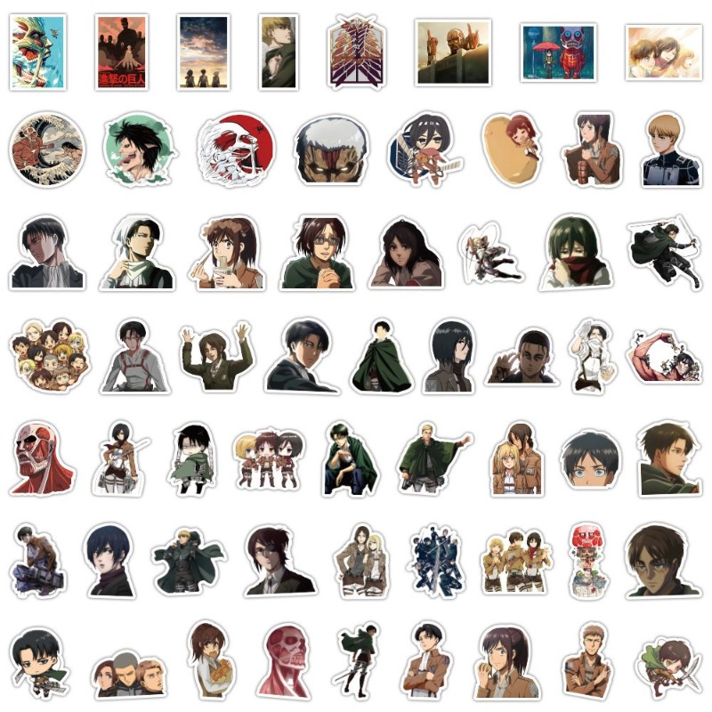 Phone Accessories Items - 60 Stück Attack on Titan Anime-Aufkleber,