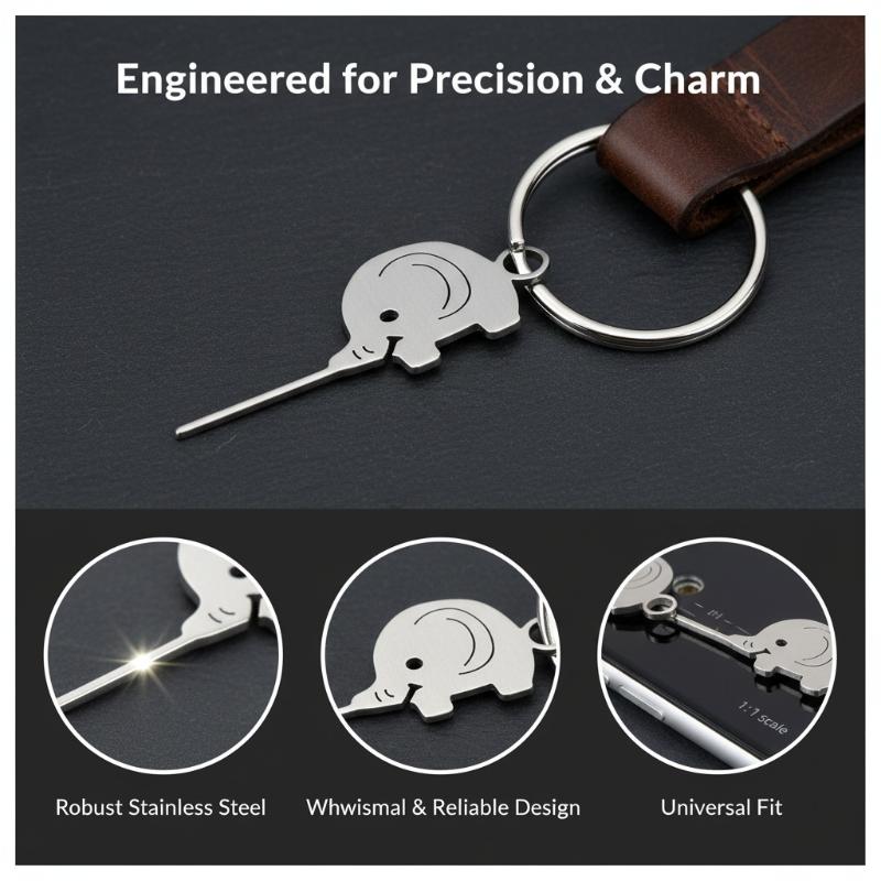 Sim Card Tool - Niedlicher Elefantenförmiger Schlüsselanhänger Universeller SIM-Karten-Auswurfstift für
